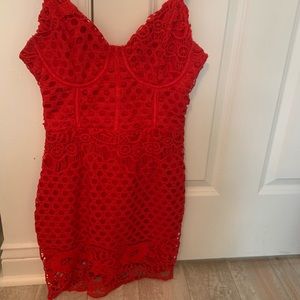 MISGUIDED RED LACE DRESS